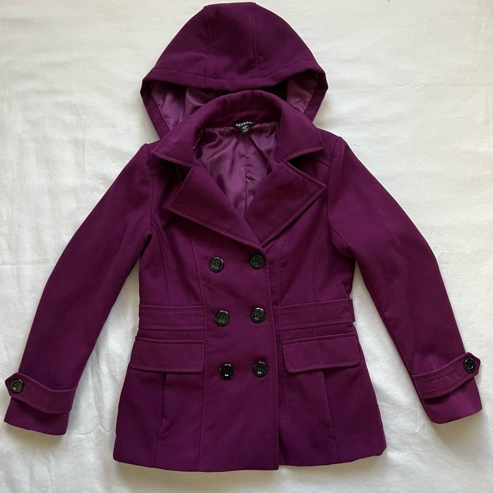 NWOT George Peacoat w/Hood & Wide Collar